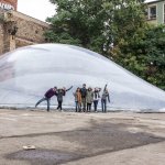 Plastique Fantastique pneumatic installation and the REMAKE crew in small
